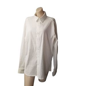 Diamond 7 cream button down collar top shirt long sleeve piling XL